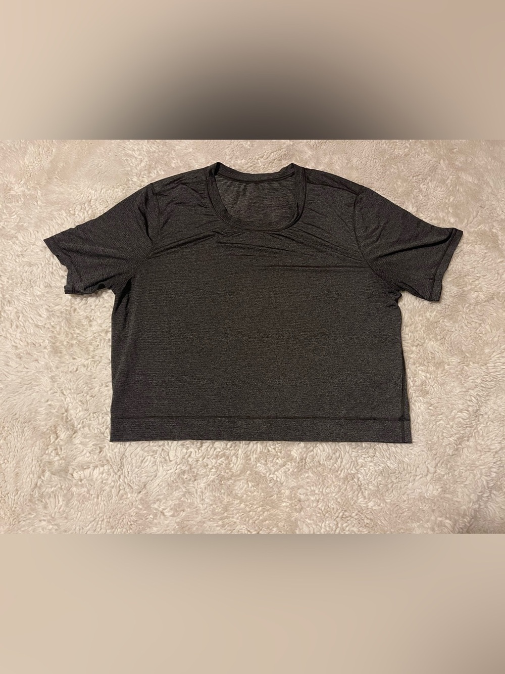 LULULEMON Run The Day Black Heathered  Gray Short Sleeve Crewneck Cropped Tee 10